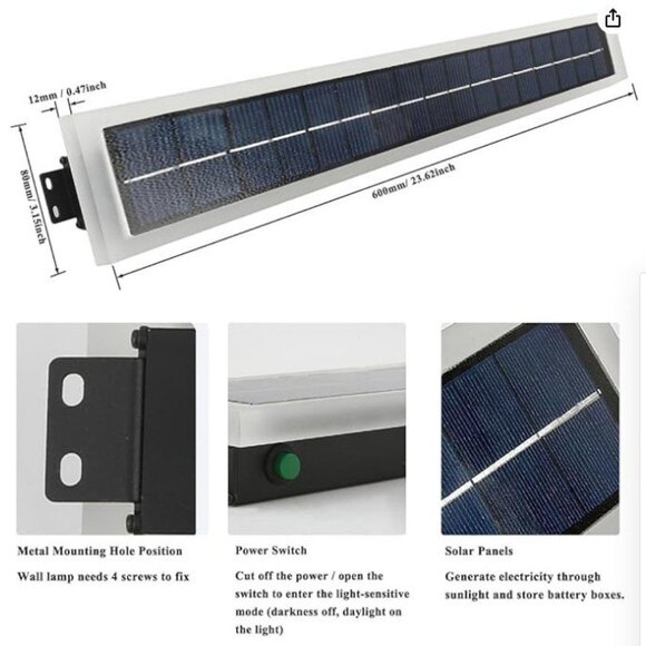 24 INCH SOLAR STRIP LIGHT SCONCE NEW - Picture 2 of 3